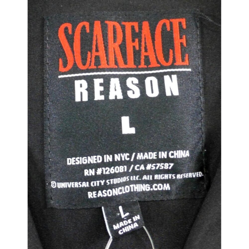 Scarface Reason Men Shirt LRG Black All Over Print Retro Movie Short Sleeve NWT - Picture 5 of 10